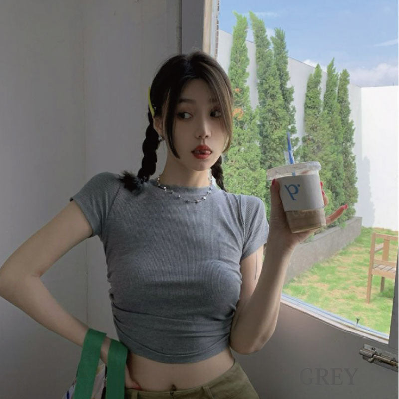 背中開き ショート Tシャツ