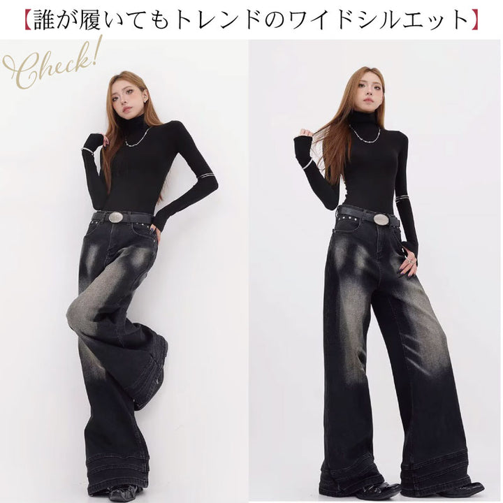 バレル加工デニムパンツ ブラック