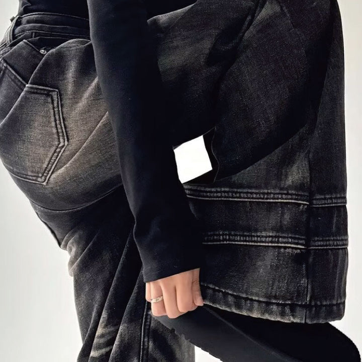 バレル加工デニムパンツ ブラック