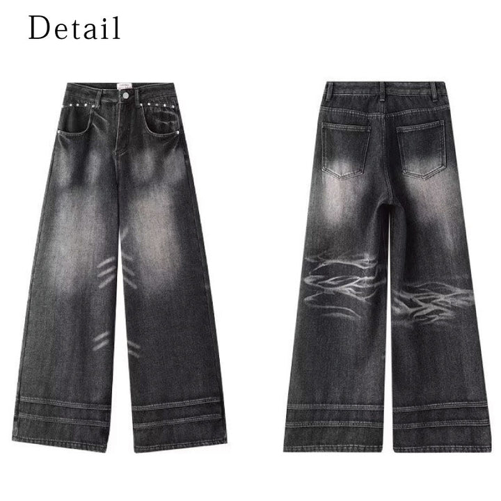 バレル加工デニムパンツ ブラック