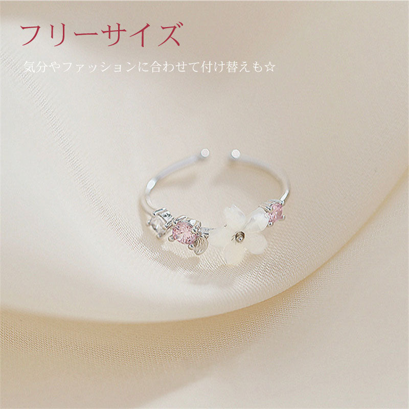 桜 リング フリーサイズ シルバー925