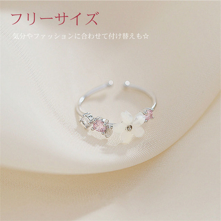 桜 リング フリーサイズ シルバー925