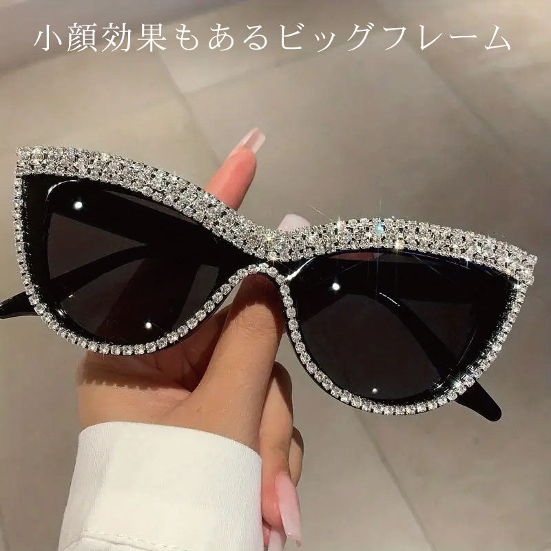 サングラス キャット ラグジュアリー 装飾 ラインストーン