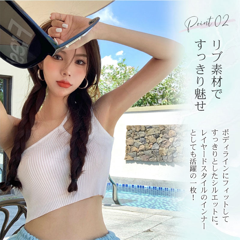 タンクトップトップスショート丈