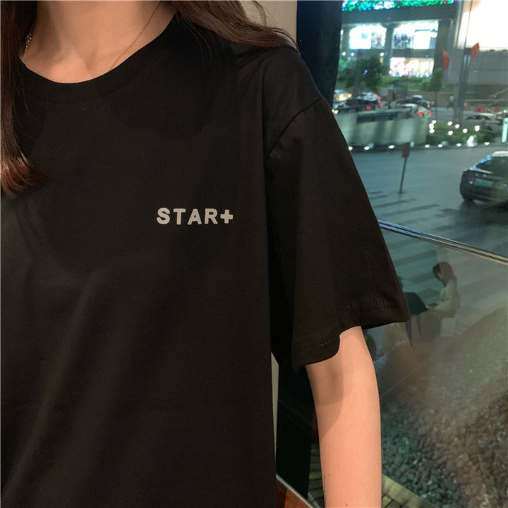大T恤女性的大剪影超过尺寸折磨器星星