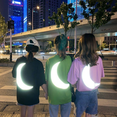 T 셔츠 여성 리플렉터 문 달