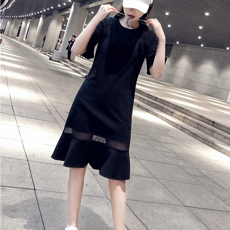 Tシャツ ワンピース レディース ロング シースルー Aライン