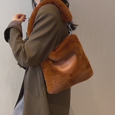 ファーバッグ 2way ショルダー ハンドバッグ ハートデザイン