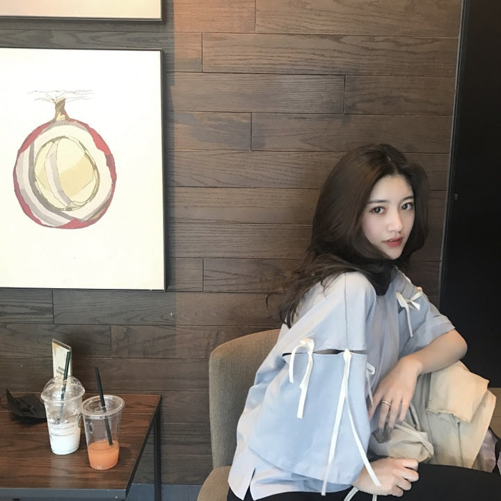 ビッグTシャツ レディース ビッグシルエット オーバーサイズ 5分袖 つぎはぎ袖