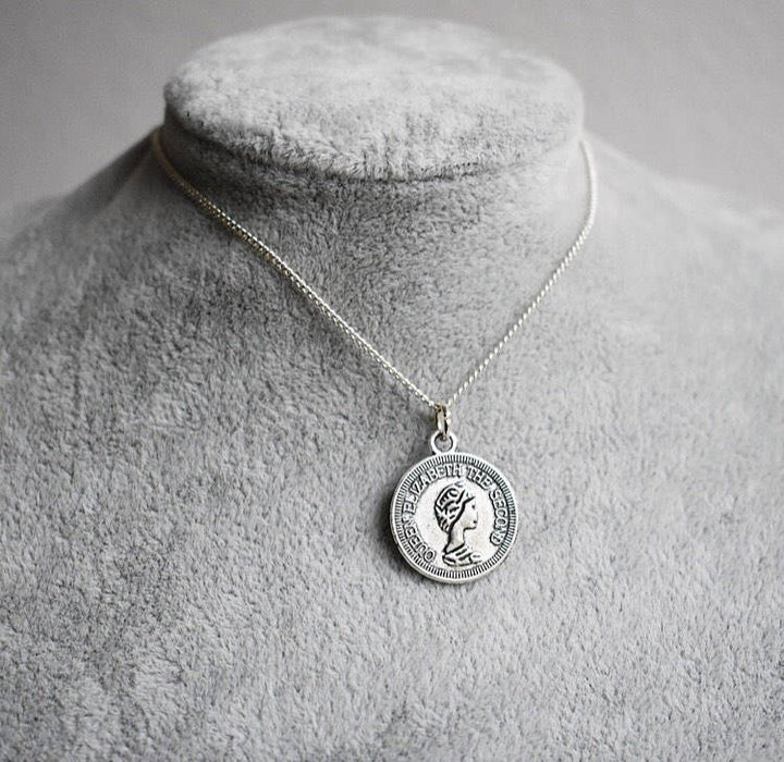 동전 목걸이 펜던트 여성 팥 체인 단순