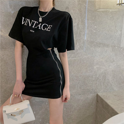 Tシャツワンピース サイドジップ