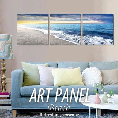 艺术面板帆布艺术海沙沙滩画3件套装30 x 30厘米