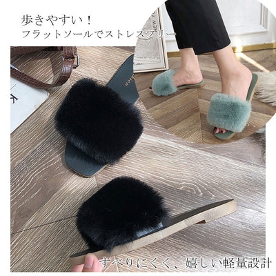 サンダル スリッパ ファー レディース フェイクファー