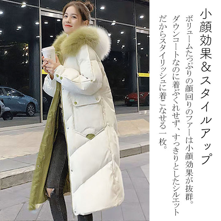 中綿コート ロングコート ファーフード フリーサイズ